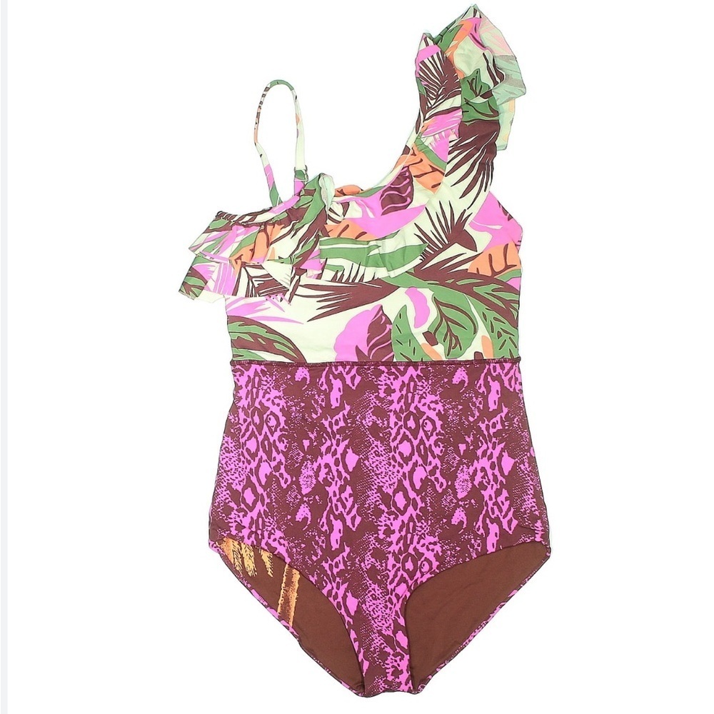 Maaji Girl’s Jacquard Tropical Floral Motif Snake Print One Piece Swimsuit